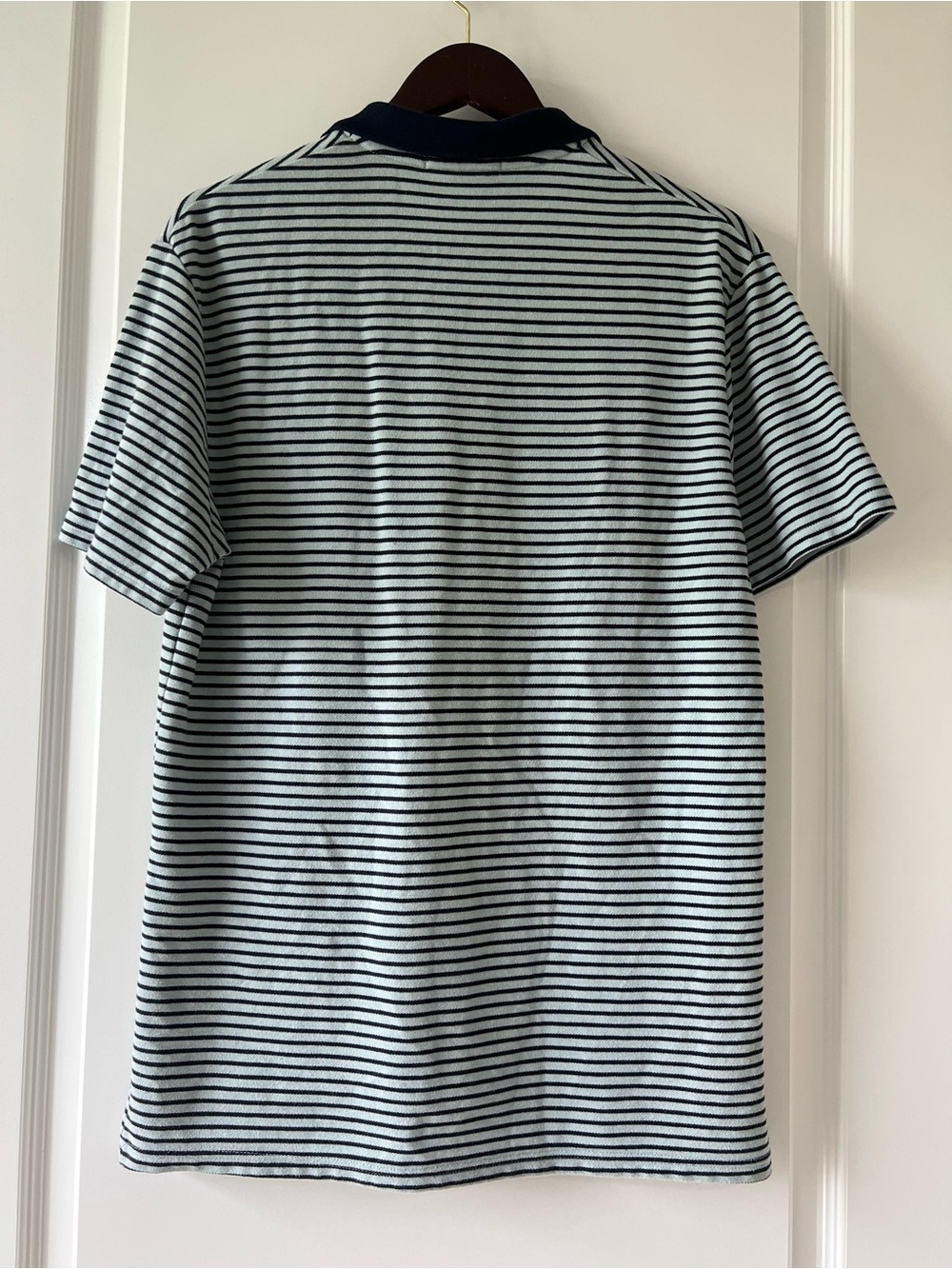 Polo Ralph Lauren Classic Fit Striped Mesh Polo Shirt Cotton Navy/ Light Blue XL - Picture 2 of 6